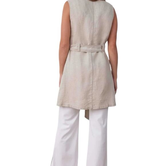 Bella Dahl Linen Sleeveless Belted Blazer NWTs Tan size small - Picture 3 of 13